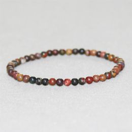 MG0009 Whole 4 mm Mini Gemstone Bracelet Picasso Jasper Chakra Bracelet Women's Crystal Yoga Energy Protection Jewelry270L