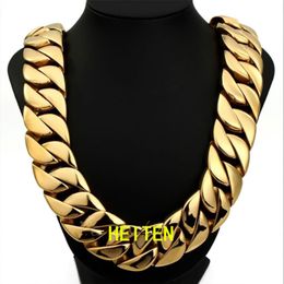 Luxury Mens 316L Stainless Steel HEITEN 32mm 23mm Width16 -28 Hip hop Heavy Cuban Gold Chain Fashion Heiten Jewelry 28260v