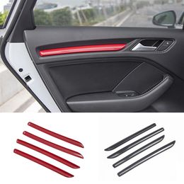 Carbon Fiber Color Interior Door Panel Decorative Cover Trims 4pcs For Audi A3 8V 2014-2019 Car Styling Modified Decals250U