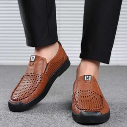 Dress Shoes Summer Hollow Out Microfiber Leather Mens Casual Shoes Man's Flat Loafers Office Business Dress Male Work Walking Driving Shoes L230720