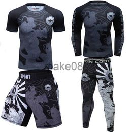 Men's Tracksuits Quick Dry Compression Sport Suits Men's Running Shirt Pants Sets MMA Boxing Rashguard Gym Clothing Training Fitness Tracksuits J230720