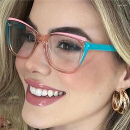 Sunglasses Frames 2023 Fashion Patchwork Optical Anti-blue Eyeglasses Frame Women Vintage Sexy Cat Eye Glasses Female Oculos Spectacles