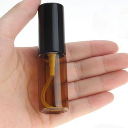 Newest 5ml 10ml 15ml 20ml Amber Refillable Glass Spray Bottles Black Cap Perfume Sprayer Cosmetic Container 1000Pcs/Lot Free DHL Ebajf