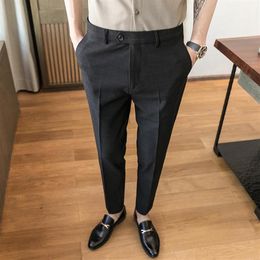 High Quality 2021 Spring Suit Pant Casual Slim Fit Business Suit Pant Classic Lattice Formal Pants Men Wedding Work Trousers295K