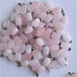 Charms Natural Stone Pink Rose Quartz Opal Fluorite Turquoise Amethyst White Black Crystal Pendants For Necklace Accessories Dhgarden Dh8F4