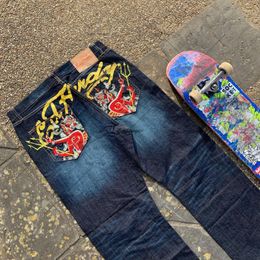 Men's Jeans European and American Street Hip-hop Anime Print High Waist Oversized Jeans Men Y2K Retro Harajuku Straight Wide Leg Pants Men 230719