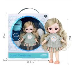 Dolls 16cm Bjd Doll 112 13 Spherical Joint With Clothes Rubber Full Set Dress Kids Toys For Girls 10 Years Old Gift To Girlfriend 230719