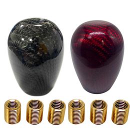 Car Real Carbon Fibre Gear Shift Knob Short Throw Shifter Lever Head Universal W adapters228G