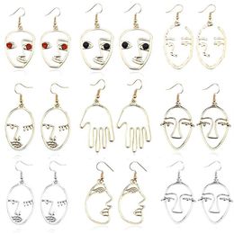 Dangle & Chandelier Fashion Pierced Face Earrings Personality Exaggerated Girl Metal Silhouette Student Daily Jewelry Gift308h