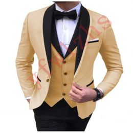Newest One Button Groomsmen Shawl Lapel Wedding Groom Tuxedos Men Suits Wedding Prom Dinner Man Blazer Jacket Tie Vest Pants 9151931