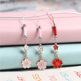 Phone Charms Cherry blossoms Cell Phone Straps Keychain Lanyard Smartphone Pendant Decorative Hang To Phone Mobile Accessories L230619