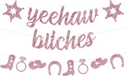 Banner Flags Cheereveal Yeehaw Cowgirl Bachelorette Party Decoration Yeehaw Banner Rose Gold Western Garland Nashville Bridal Shower Supplies 230720