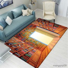 Carpets Bookcase and Book Pattern Doormat Carpet Living Room Flange Floor Mat Carpet Bedroom Balcony Corridor Floor Mat R230720