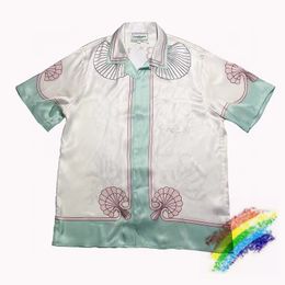 Mens Casual Shirts Casablanca Silk Shirt Womens 1 High Quality Coral Shell Printing Tshirt 230720
