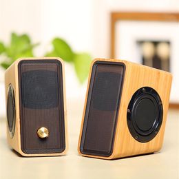 Natural Bamboo Hi-fi Multimedia Bass Stereo computer Speaker Full Bamboo Subwoofer 2 0 Desktop Wooden wood Speaker for PC Laptop C270Z