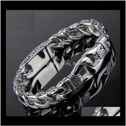 Link Chain Fashion Stainless Steel Charm Bracelet Men Vintage Totem Mens Bracelets Cool Male Jewellery Wristband Jewellery228h