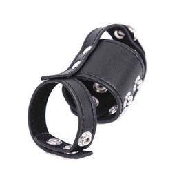 Penis Extender Cage Ring Dildo Restraints For Men Leather Cock Scrotum Bound Ball Stretcher Male 210722243s