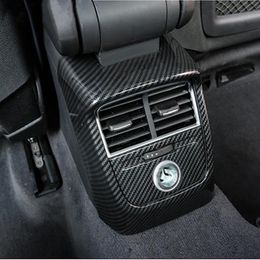 Car Rear Air Condition Outlet Frame Decoration 2pcs Carbon Fiber Type For Audi A3 8V 2014-18 ABS Anti-kick Cover Decals275e