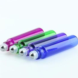 Pull Tube 10ML Glass Roller Oil Bottles Blue Purple Green Red 10 ml Roll On Bottles Aromatherapy Fragrance 1100Pcs Snaqi