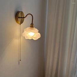 Wall Lamp Modern Glass Flower Bedroom Mirror Lights Bathroom Stair Light Nordic LED Sconce Bedside Living Room Home Decor