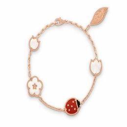 Series Ladybug Fashion Clover Charm Bracelets Bangle Chain High Quality S925 Sterling Silver 18K Rose Gold for Women&Girls Wedding177E