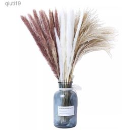 Dried Flowers 80Pcs Natural Dried Pampas Grass Real Fluffy Dried Flowers Bouquet Boho Living Room Decoration Wedding Dried Flowers Arrangement R230720