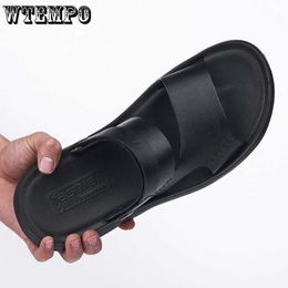 Sandals WTEMPO Summer Men's Beach Shoes Frosted Imitation Leather Sandals Outdoor Dual-use Non-slip Soft Sole Soft Surface Men Slippers L230720