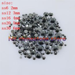 1000-10000pcs bag 2-6mm Transparent grey Resin Crystal Rhinestones FlatBack Super Glitter Nail Art Wedding Decoration Applique Non2238