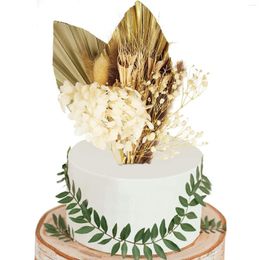 Decorative Flowers Boho Cake Topper Palm Leaf Tail Grass Dried Bouquet Birthday Decoration Vintage Wedding Baby Shower Party Supplies