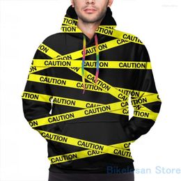 Men's Hoodies Mens Sweatshirt For Women Funny Caution Tape Print Casual Hoodie Streatwear