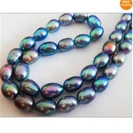 Fine Pearl Jewelry NATURAL 20 9-10mm TAHITIAN GENUINE PEACOCK GREEN PEARL NECKLACE 14K3194