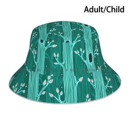 Berets Emerald Forest. Seamless Pattern With Trees Bucket Hat Sun Cap Background Vector Abstract Floral Tree Summer Nature