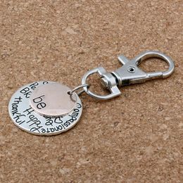 50Pcs Zinc Alloy Be Happy Strong Thankfull Charms With lobster clasp DIY Jewellery Fit key Accessories223x