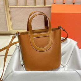 birkinbagTogo H Luxury FamilyBag Top Picotin Lock Layer Cowhide Pig Nose Vegetable Basket Light Handheld Water Bucket One Shoulder Crossbody High Grade Genuine Lea