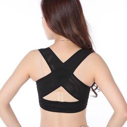 Ladies Women Adjustable Shoulder Back Posture Corrector Chest Brace Support Belt-Black229S