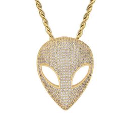 Hip Hop Claw Set CZ Stone Bling Iced Out Solid Alien Pendants Necklaces For Men Rapper Jewellery Drop Pendant249P