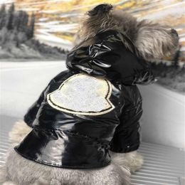 Pet Winter Thickened Bread Clothing Dog Warm Coat Purple And Black Bright Faced Pet Coat Hoodies Jacket S-2XL With Embroidery Trim271t