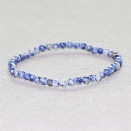 MG0011 Whole Natural Blue Sodalite Bracelet 4 mm Mini Gemstone Bracelet Fashion Energy Happiness Prosperity Jewelry189V