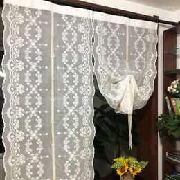 Curtain Sector Embroidery Nice Short Curtains Wavy Lace Jacquard Weave Pull Up And Down El Home Decoration Floating