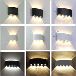Wall Lamp LED White Black Waterproof Indoor Outdoor Aluminium Up Down Light Surface Mounted Garden Porch Lighting