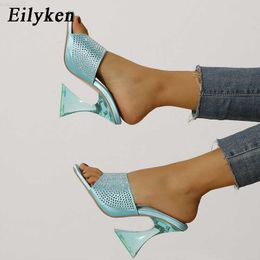 Sandals Eilyken Fashion CRYSTAL Transparent Strange High heels Woman Slippers Sandals Peep toe Mules Lady Pumps Women Slides L230720