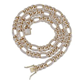Mens Trendy Jewelry Gold Silver Color Iced Out Ful CZ Figaro Chains Necklace Mens Bling Diamond Link Chain Rapper Hiphop Charms Gi231z