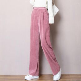 Women's Pants 2023 Spring Autumn Corduroy Women Trousers Long High Waist Elegant Casual Slim Fashion Thin Pocket Sweatpants