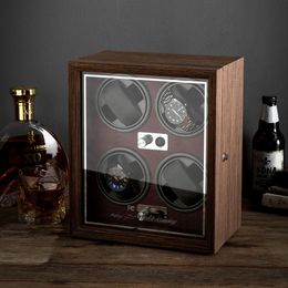 Watch Boxes Cases Universal Usb Power Used Watch Winder For Automatic Watches Mute Motor Mechanical Electric Rotate Stand Box Wooden LED Light 230719