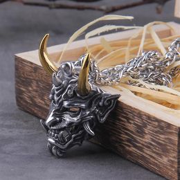 Pendant Necklaces Vikings Jewelry Never Fade Stainless Steel Satanic Demon Men Necklace With Wooden Box As Gift1768