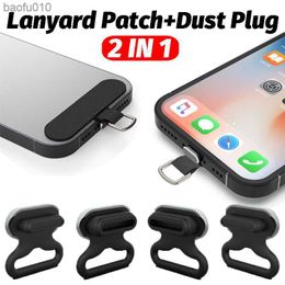 2-in-1 Universal Mobile Phone Safety Lanyard Pad Replacement Detachable Buckle Rope Affixed To The Receiver Dust Plug Accessorie L230619