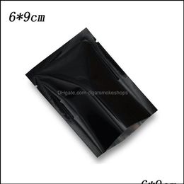 Packing Bags Office School Business Industrial 6x9Cm Black Open Top Food Glossy Aluminium Foil Vacuum Package Bag Heat Sealer Seala251T