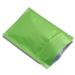 200pcs lot Flat Self Seal Resealable Aluminium Foil Packaging Pouch Matte Green Zip Lock Mylar Candy Powder Smell proof Packing Bag295T