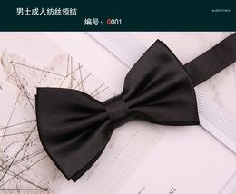 Bow Ties Men's Solid Color Groom Wedding Tie Man Wine Red Dress Black White Yellow Blue