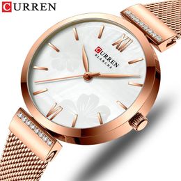 CURREN Watches Women's Simple Fashion Quartz Watch Ladies Wristwatch Charm Bracelet Stainless Steel Clock relogios feminino218p